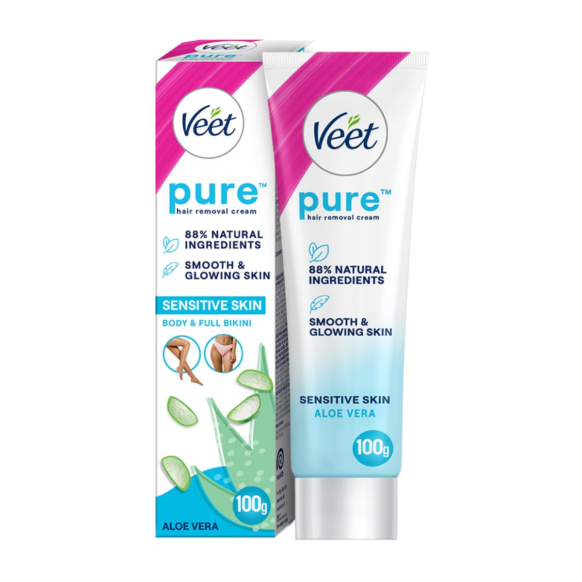 Veet Pure Hair Removal Cream for Women For Sensitive Skin - 100g | Suitable for Legs, Underarms, Bikini Line, Arms