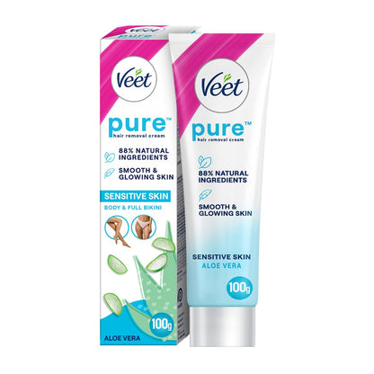 Veet Pure Hair Removal Cream for Women For Sensitive Skin - 100g | Suitable for Legs, Underarms, Bikini Line, Arms