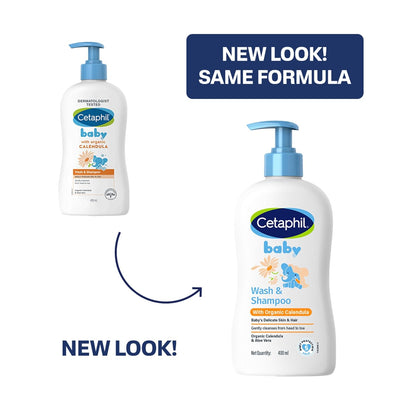 Cetaphil Baby Wash & Shampoowith Organic Calendula,Tear Free, Paraben, Colorant and Mineral Oil Free, 13.5 Fl. Oz (Packaging May Vary)