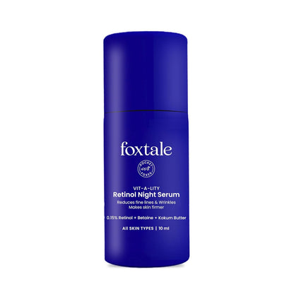 Foxtale 0.15% Beginner Friendly Retinol Night Serum | Anti-Aging Night Cream | Reduces Fine Lines and Wrinkles | No Purging | For Younger-looking Skin | Men & Women | All Skin Types - 10 ml