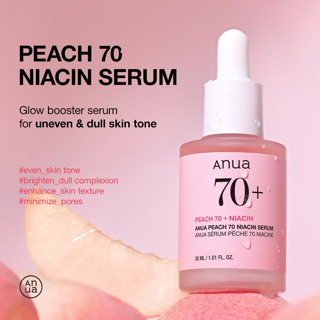 Anua Peach 70% Niacinamide Serum 30ml / brightening hydrating face serum hyperpigmentation treatment reducing melanine daily clean beauty (1.01 fl. oz.)