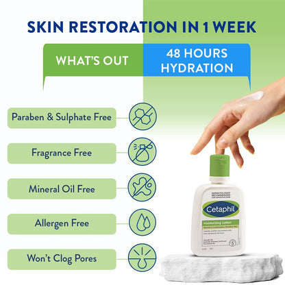 Cetaphil Moisturising Lotion 100 ml for Face & Body, Hydrating Moisturizer for Normal & Dry Skin, Dermatologist Recommended