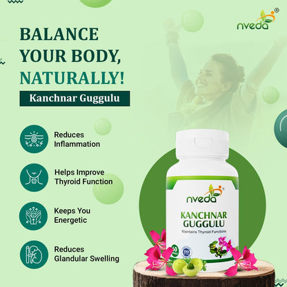 Nveda Kanchnar Guggulu | Thyroid Support | Herbal Formula for Hormonal Balance 60 capsules