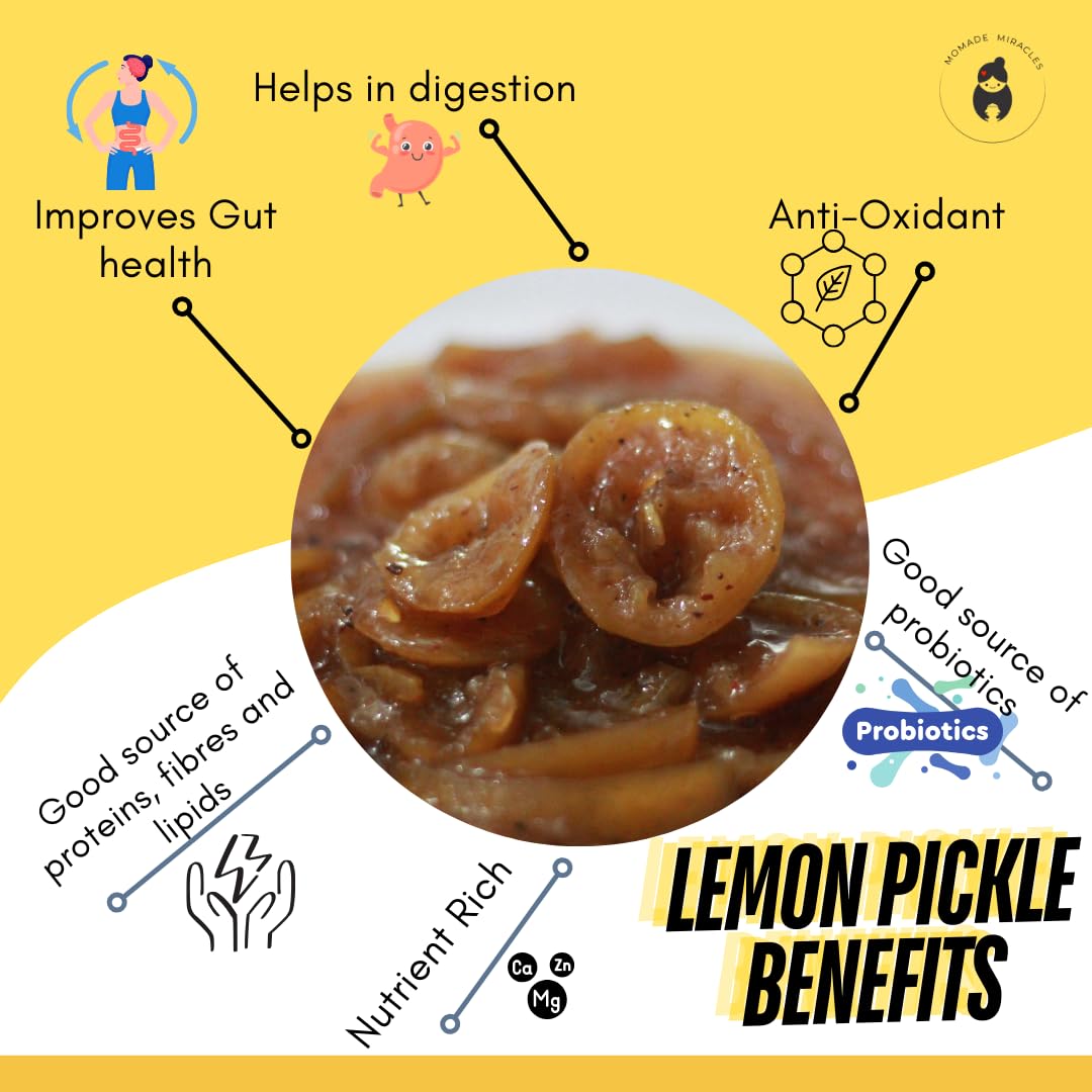 Momade Miracles Lemon Pickle Without Oil | Khatta Meetha Flavor | Made With Fresh Lemons | Homemade Sweet & Sour lemon Pickle | Nimbu Ka Achaar | Traditional Recipe (400 gm)