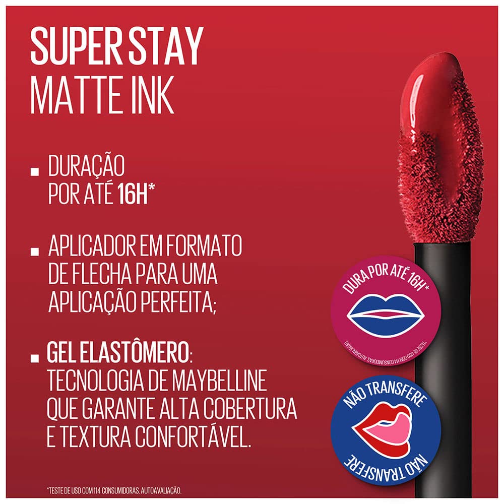 Maybelline New York Superstay Matte Ink Liquid Lipstick, Mover | No budge bold color for 16H | Transferproof, Waterproof, Foodproof | Brown skin friendly