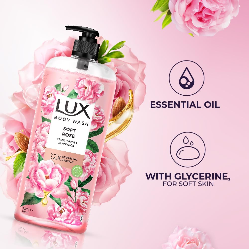 Lux Soft Rose Bodywash with French Rose & Almond Oil, 750 ml