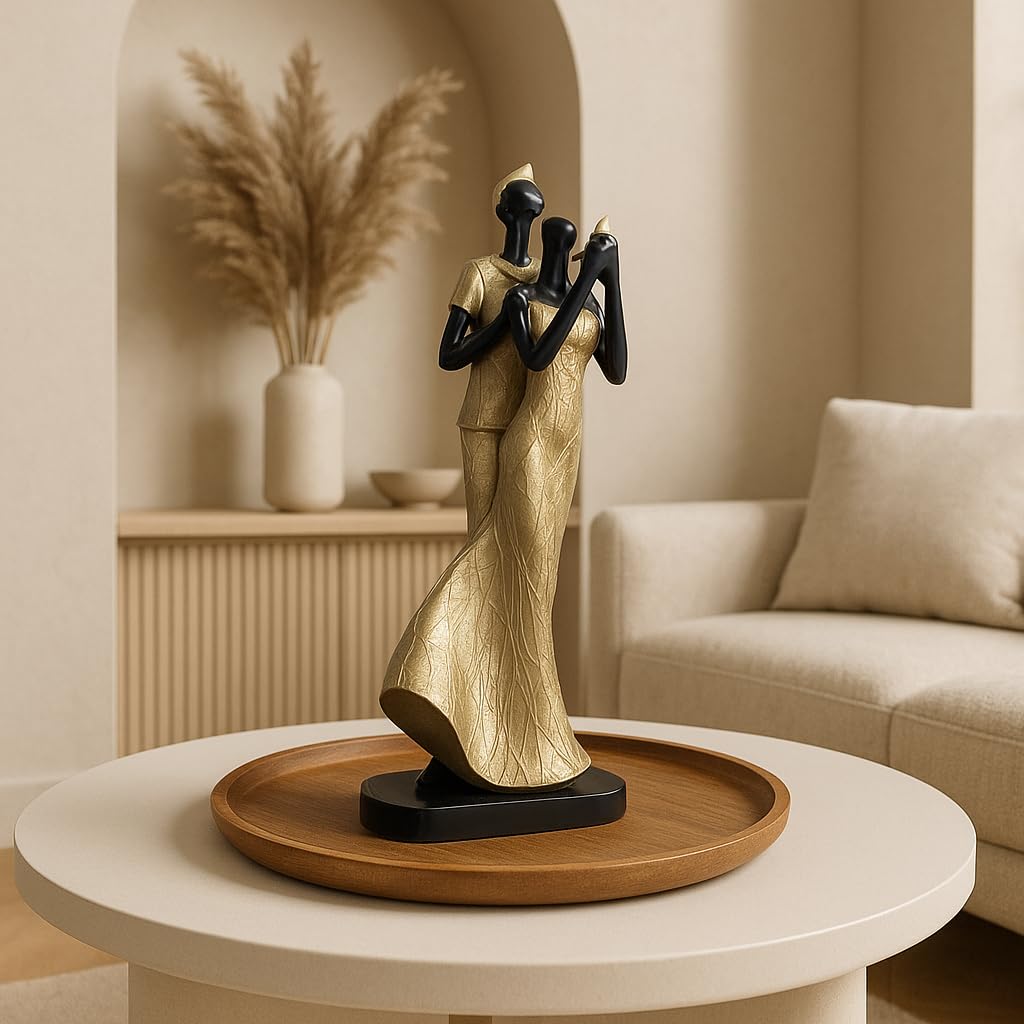 Xtore Lavish Golden Black Resin Couple with Bird for Home Decor (Pack of 1, Golden & Black)