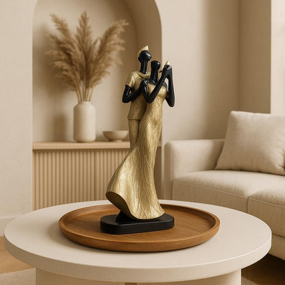 Xtore Lavish Golden Black Resin Couple with Bird for Home Decor (Pack of 1, Golden & Black)