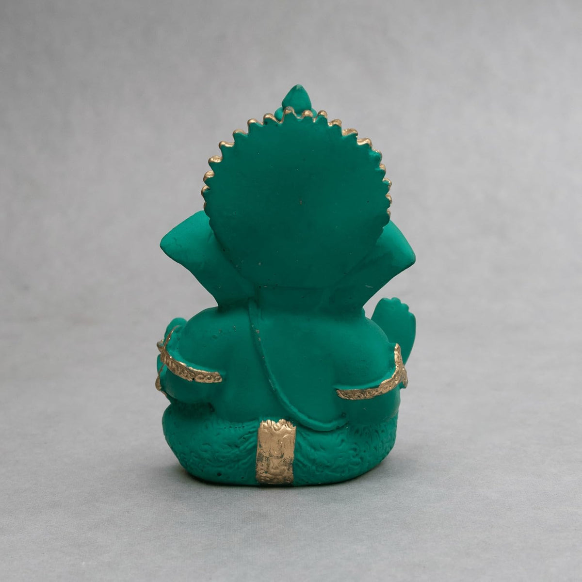 Lord Ganesha Idol for Car Dashboard, Home Temple & Office Decor | Gold Plated Resin Ganpati Murti for Puja, Mandir, Vastu, Diwali, Housewarming Gift | 3.5 Inch | Pack of 1 (Green)