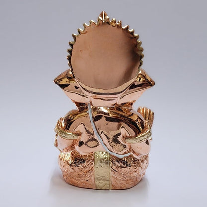 Gold Art India Rose Gold Finish Lord Ganesha Idol 3.5 Inch for Home Temple, Office Desk & Gifting | Premium Ganpati Murti