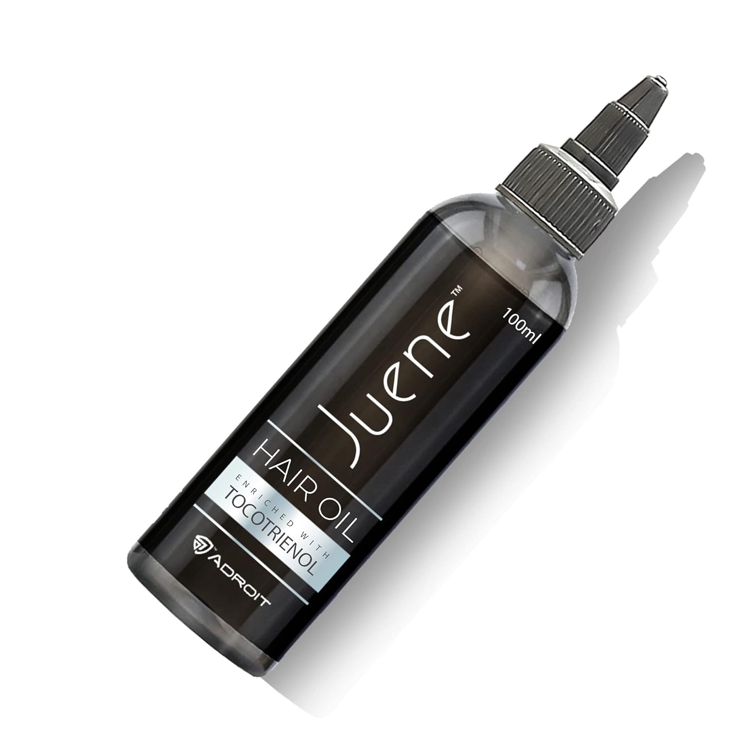 Juene hair oil bottle on a white background