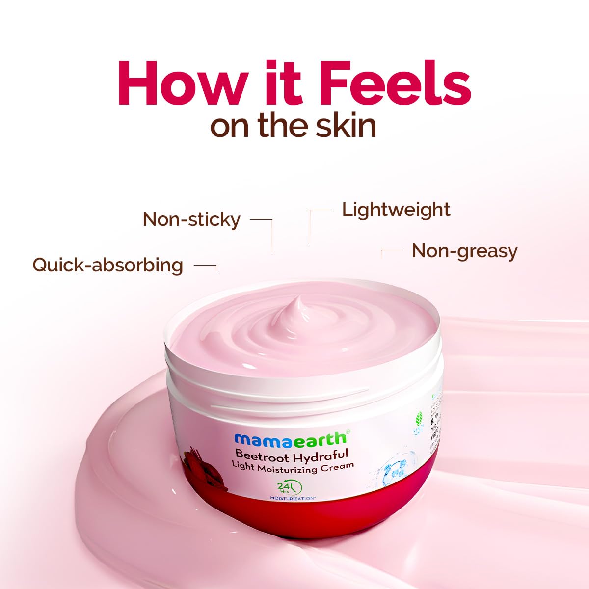 Mamaearth Beetroot Hydraful Light Moisturizing Cream with Beetroot & Hyaluronic Acid | For Hydrated Pink Glow | For Face, Hand & Body | 24-H Moisturization | Quick Absorbing | Non-Greasy | Soft Moisturizer | 200 g