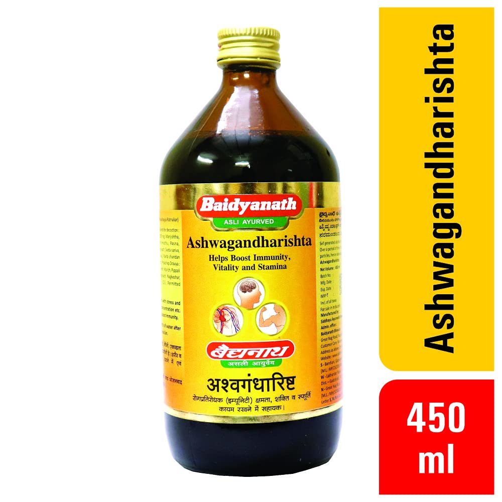Baidyanath Ashwagandharishta | Helps Boost Immunity And Stress Buster | Useful For Natural Body Strength, Liquid (450 Ml), Pack Of 1