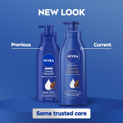 NIVEA Cocoa Nourish 400ml Body Lotion with Deep Moisture Serum| 48 H Moisturization | With Cocoa Butter & Coconut Oil | Non Greasy & Healthy Looking Skin |For Very Dry Skin