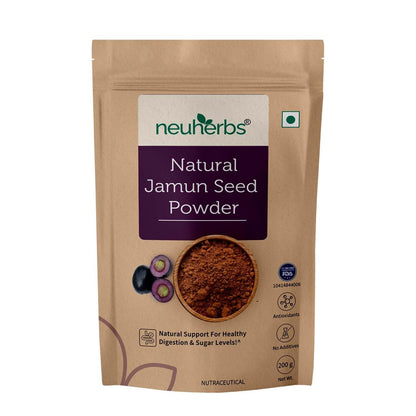 Neuherbs Natural Jamun Seed Powder - 200g For Diabetes | Supports Healthy Digestion & Sugar Levels | Rich in Vitamin C, Iron, Magnesium & Fiber