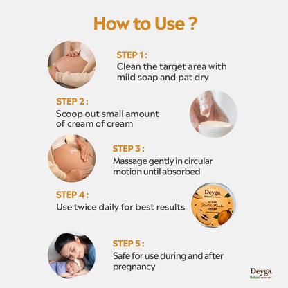 Deyga Stretch Marks Cream | Reduces Appearance of Stretch Marks | Hydrating & Nourishing | For Pregnancy, Weight Fluctuations, & Growth Spurts | 100% Natural | 100g