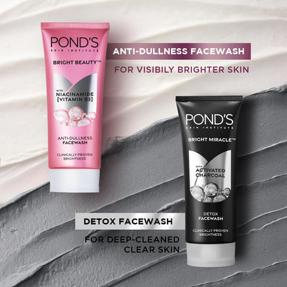 POND'S Pure Detox Face Wash 200 g|| Daily Exfoliating & Brightening Cleanser|| Deep Cleans Oily Skin - With Activated Charcoal for Fresh|| Glowing Skin
