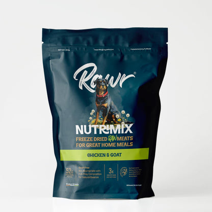 Rawr4dogs Nutrimix Freeze-Dried Meat Toppers | Chicken & Goat | for Home Cooked Meals | 54% Protein | Natural and Preservative Free | 500 GMS | Makes 1500 GMS When Mixed with Water