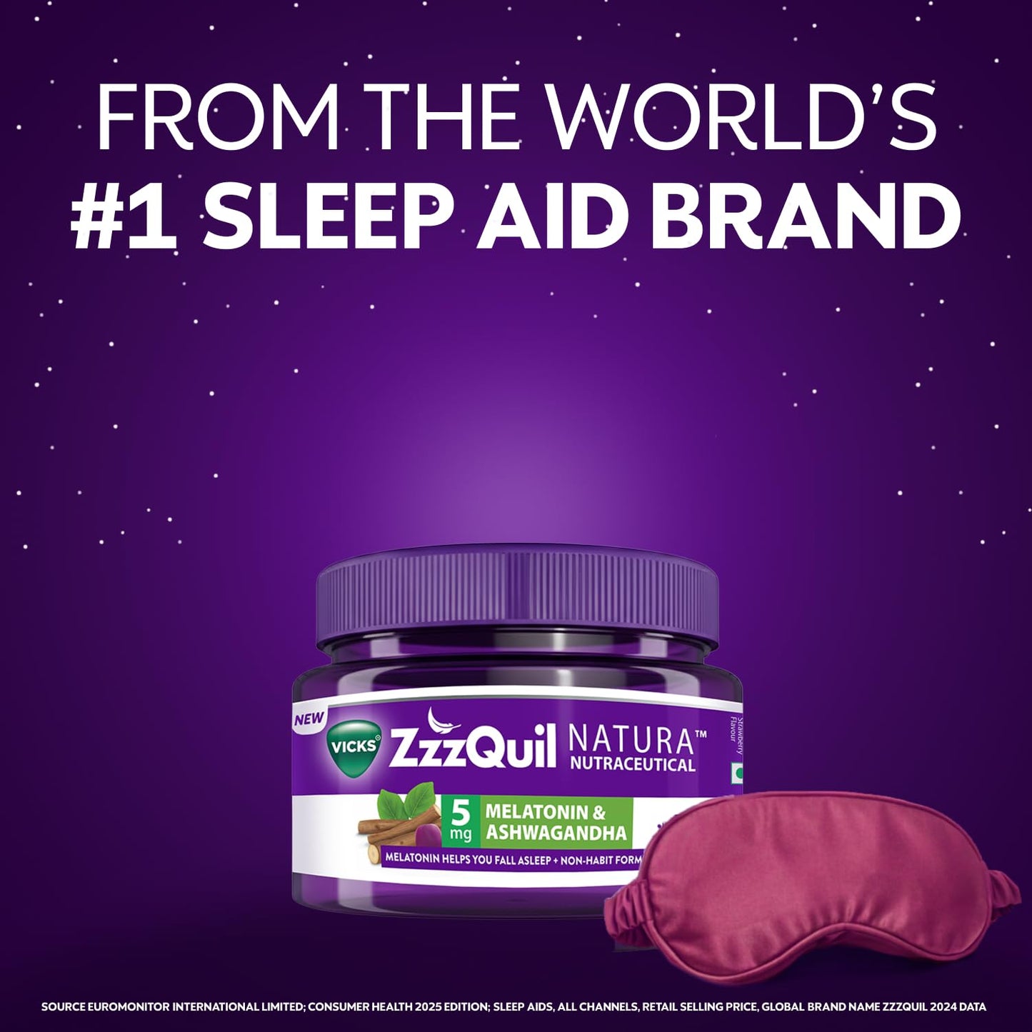 Vicks ZzzQuil Natura, 10s Pack, Non-Addictive Sleep-Aid Gummy, Melatonin helps you fall Asleep Fast