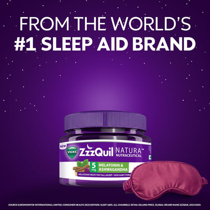 Vicks ZzzQuil Natura, 10s Pack, Non-Addictive Sleep-Aid Gummy, Melatonin helps you fall Asleep Fast