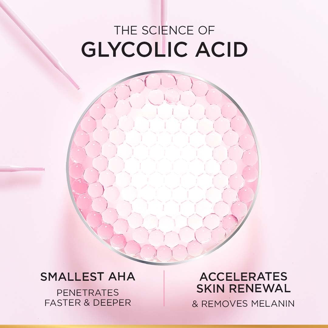 L'Oreal Paris Glycolic Bright Glowing Night Cream, Overnight Brightening Cream, Glycolic Acid in Gel-Like Cream Texture, that Visbily Minimizes Spots & Reveals Glowing skin, 15ml