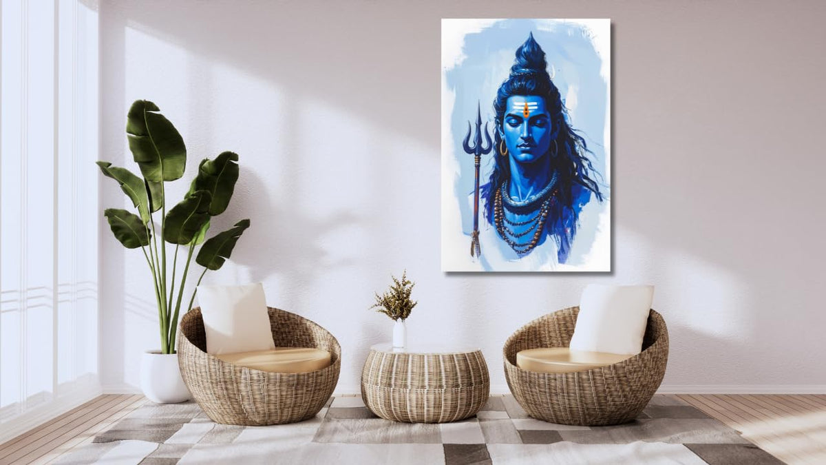 Lord Shiva Canvas Wall Painting | Rolled canvas painting | Shiva Wall Decor for Living Room