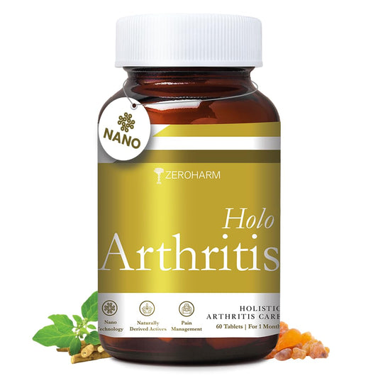 ZEROHARM Holo Arthritis - Enriched with Vitamin D3 & Vitamin K2-7 - Best Knee & Joint Support for Unisex - Supplements for Knee,Joints & Neck Pain Relief - 100% Absorbed By Body (60 Tablets),350 grams