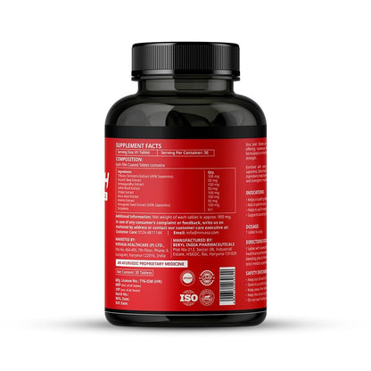 Nirvasa Xtra Josh Tablets for Men (30 Tabs) | Stamina, Energy & Performance Booster | Boosts Vitality, Strength & Endurance | Muscle Support, Enriched with Saponins