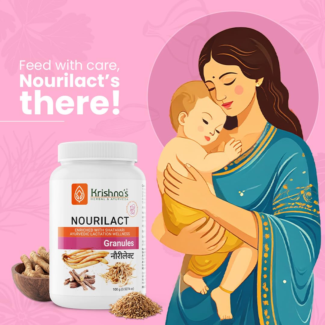 Krishna's Nourilact Granules - Blend of 6 Powerful Herbs | Enriched with Shatavari | Support Lactation, Digestion & Postnatal Energy - 100 gm