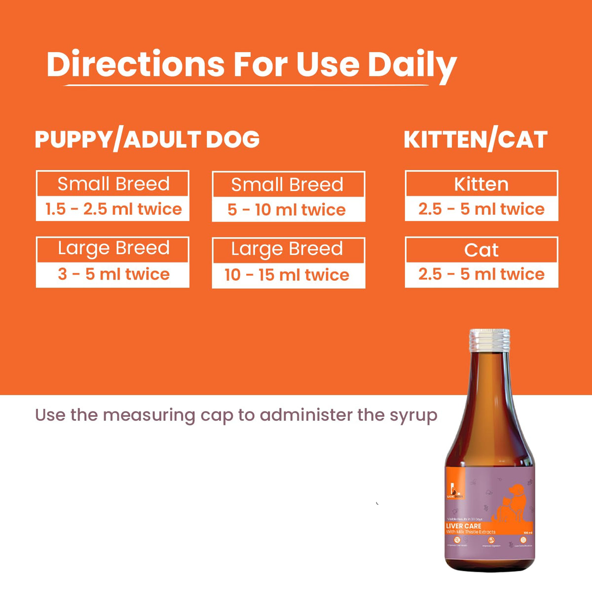 LICKICIOUS Liver Care Syrup for Dogs & Cats 100ml | with Milk Thistle (Silymarin) & Inositol | Supports Liver Health, Detoxification, Digestion & Appetite | Chicken Flavour Supplement/Tonic for Pets