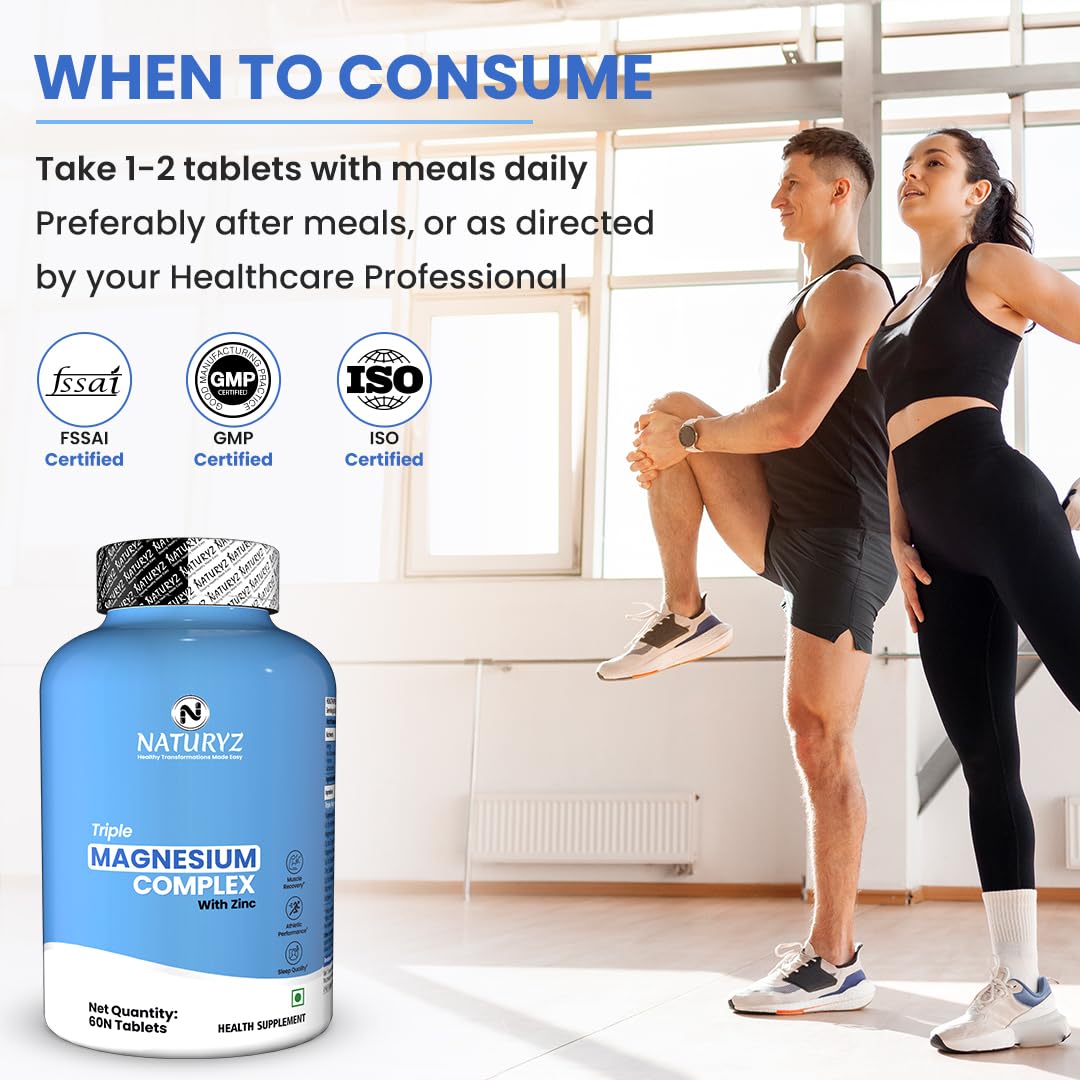 Naturv2 magnesium complex supplement bottle with a man and woman exercising in the background.