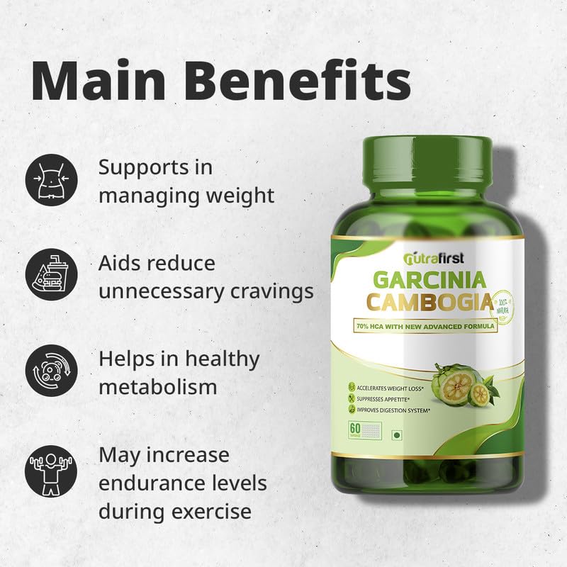 Nutrafirst Garcinia Cambogia Tablets 800mg (60 Tabs) | 70% HCA with Green Tea Extract | Supports Weight Management, Fat Metabolism & Craving Control | Improves Digestion | For Men & Women