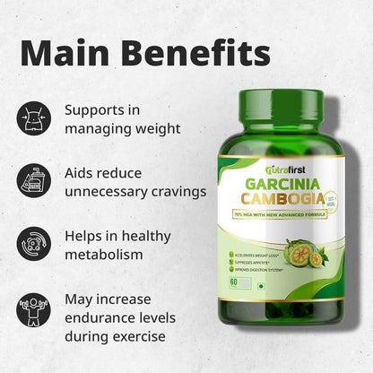 Nutrafirst Garcinia Cambogia Tablets 800mg (60 Tabs) | 70% HCA with Green Tea Extract | Supports Weight Management, Fat Metabolism & Craving Control | Improves Digestion | For Men & Women