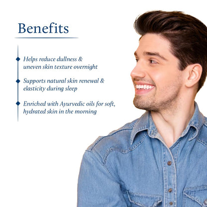 Blue Nectar Kumkumadi Night Repair Cream for Men | Natural Glow Night Cream for Daily Skin Repair | Hydrating Ayurvedic Face Moisturiser for Oily & Dry Skin (16 Herbs, 50g)