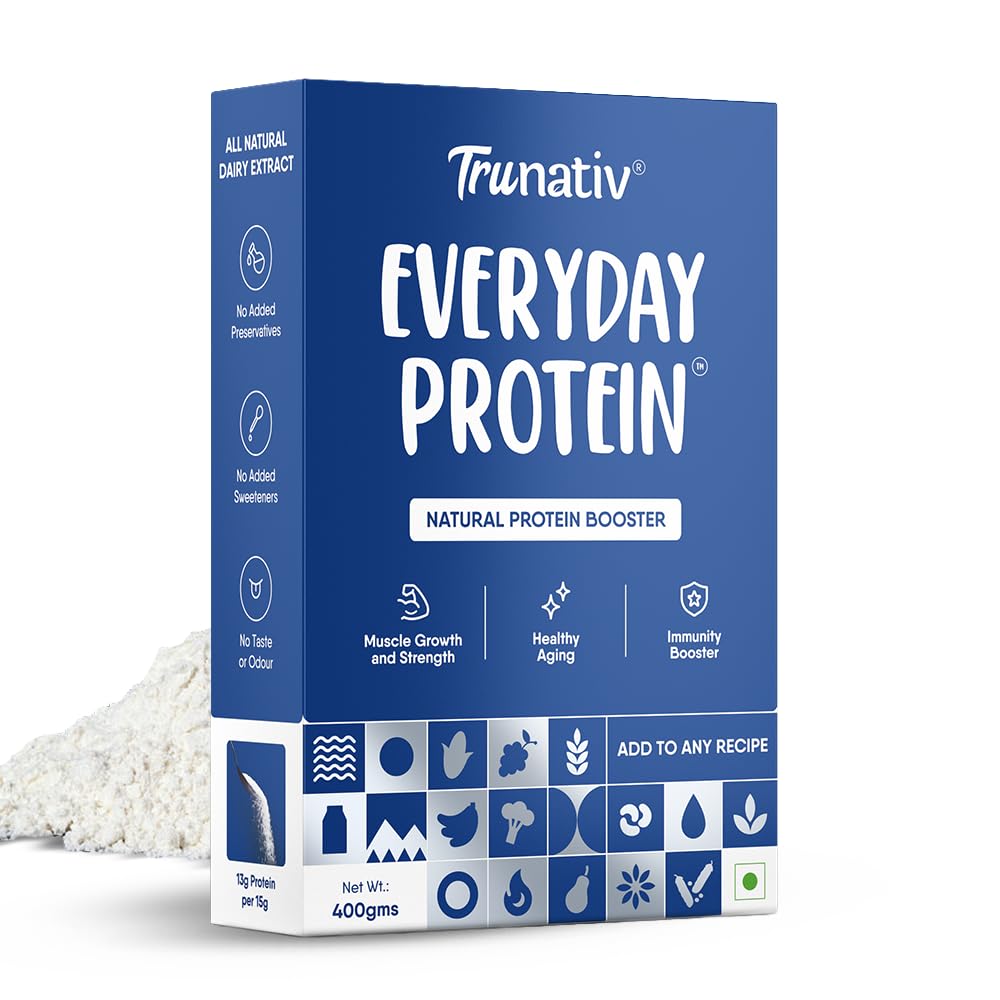 Trunativ Cookable Milk Whey Protein Isolate| 90% Protein Per Serving | Muscle Growth & Immunity Booster| Natural Protein Powder| No Added Sugar | Higher Protein Absorption | Unflavoured 400g (Pack of 1)