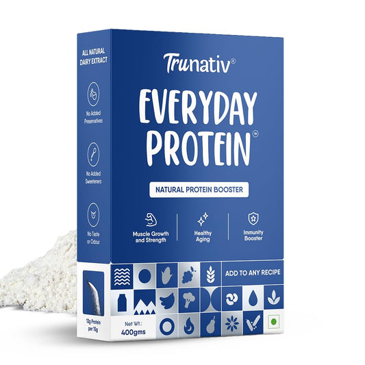 Trunativ Cookable Milk Whey Protein Isolate| 90% Protein Per Serving | Muscle Growth & Immunity Booster| Natural Protein Powder| No Added Sugar | Higher Protein Absorption | Unflavoured 400g (Pack of 1)
