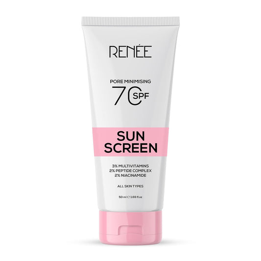Tube of sunscreen with 'Rénèe' branding on a white background
