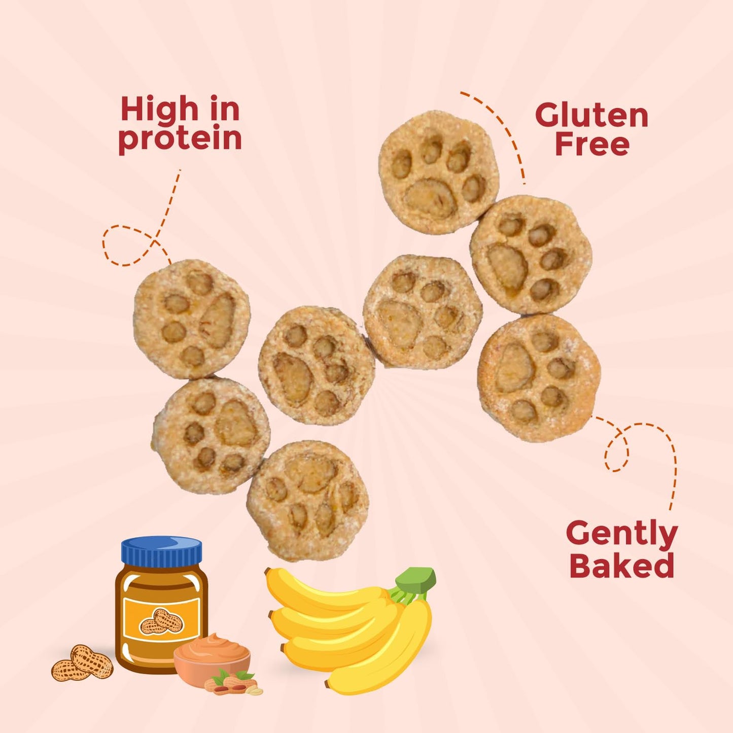 FURRMATE Veg Dog Treats, 100% Plant-Based Nutrient-Rich Ingredients, Organic & Gluten-Free, Protein-Rich, Hypoallergenic (100 Gram (Pack of 1)), Peanut Butter & Banana