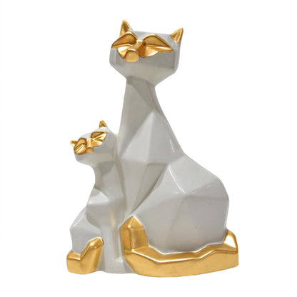 Cat Couple Showpiece Statue for Good Luck, Home Decoration Items for Living Room, Cat for Office Desk Good Luck Vastu Fengshui Ceramic Items, Centre Table Decor, Valentine's Day Gift