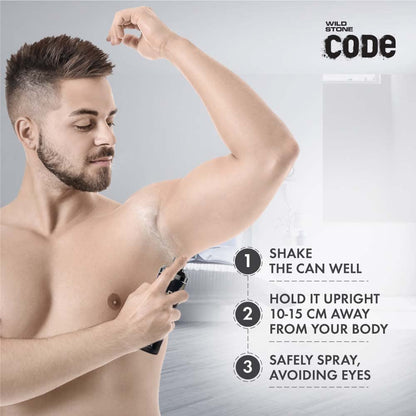 WILD STONE CODE Steel And Titanium Long Lasting No Gas Body Perfume For Men, Pack Of 2 (150Ml Each) - Spray