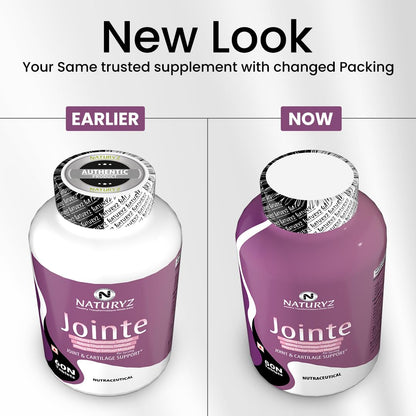 Comparison of NaturaZ' Jointe supplement packaging before and after a change.
