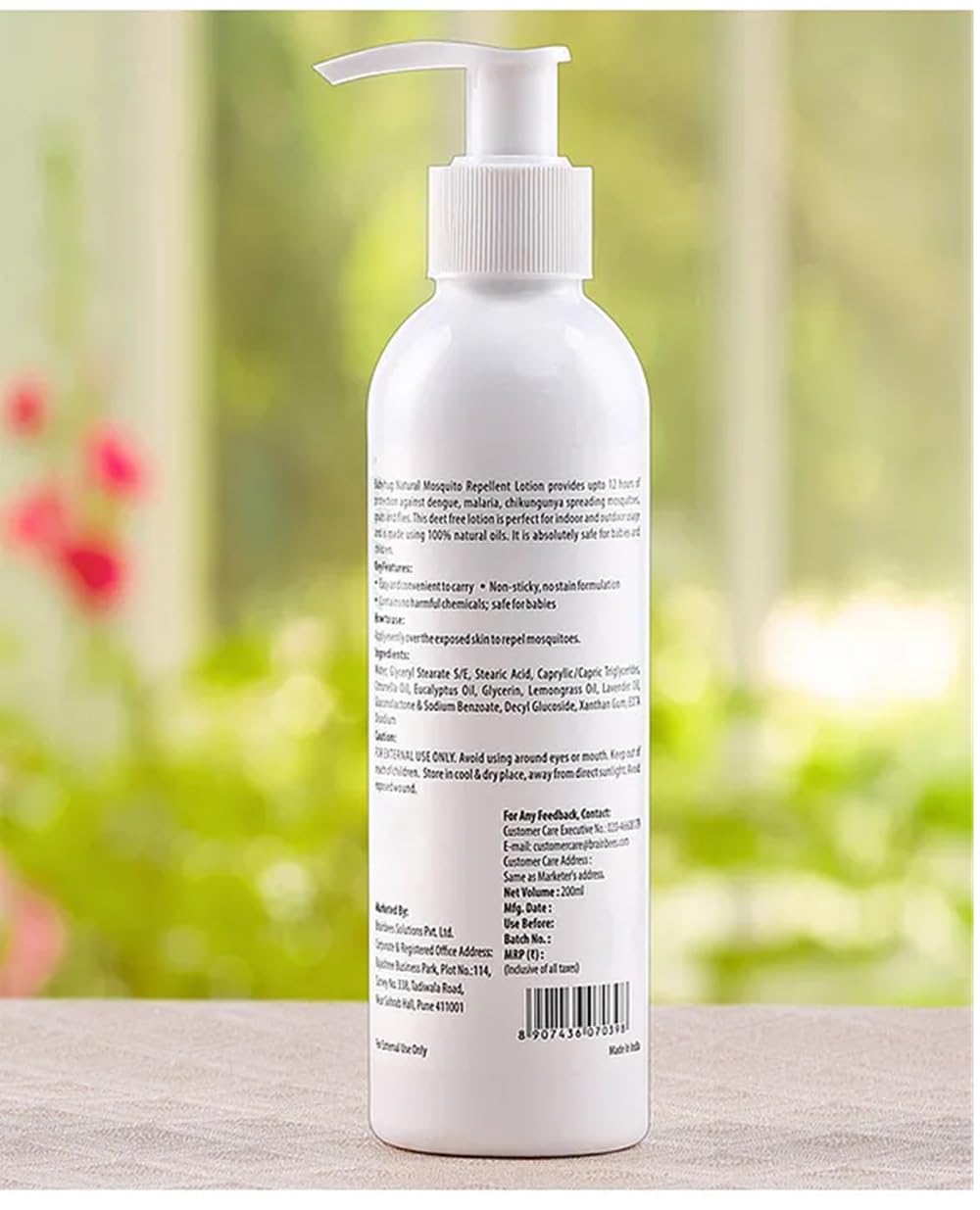 Babyhug Natural Mosquito Repellent Lotion, 200 ml, with Citronella, Lemongrass and Eucalyptus Oil