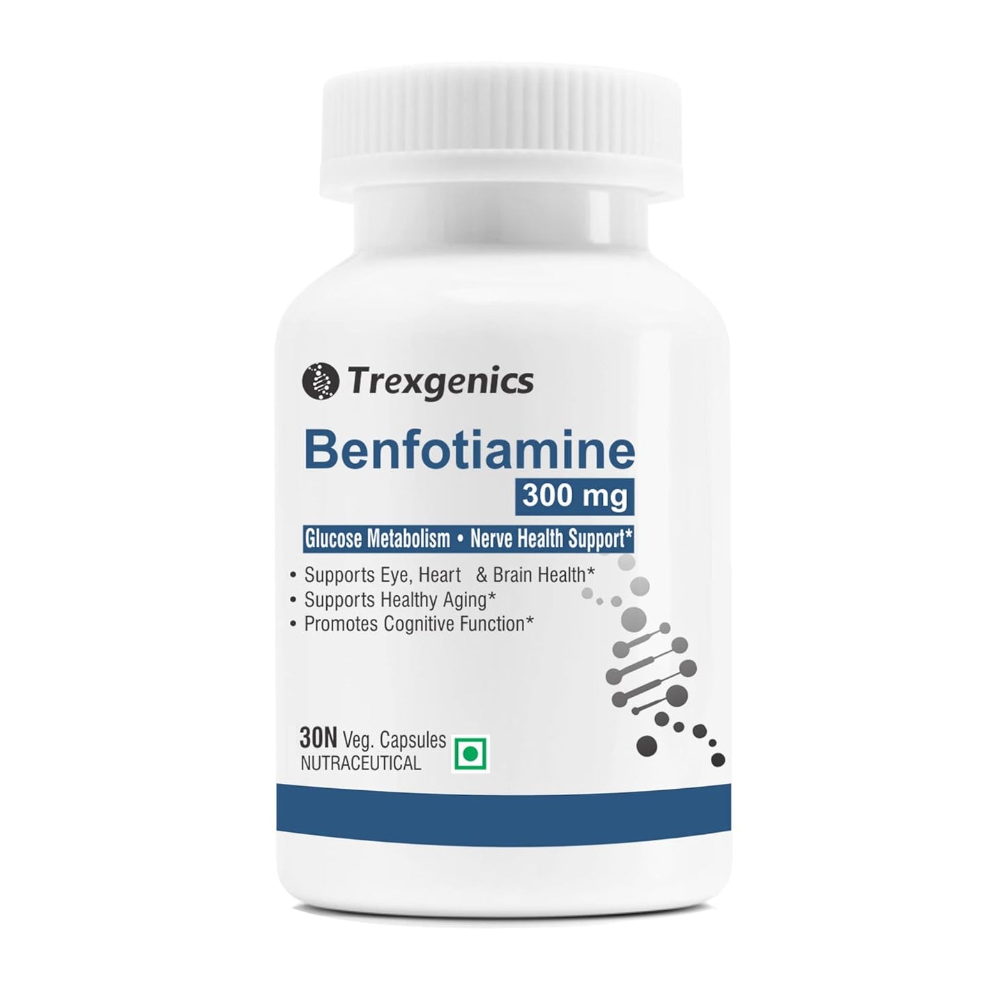 Trexgenics BENFOTIAMINE 300 mg + L-Leucine 50 mg Glucose Metabolism & Nerve Health Support VEGAN & NON-GMO (30 Veg. Capsules) (Pack of 1)