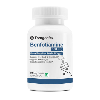 Trexgenics BENFOTIAMINE 300 mg + L-Leucine 50 mg Glucose Metabolism & Nerve Health Support VEGAN & NON-GMO (30 Veg. Capsules) (Pack of 1)