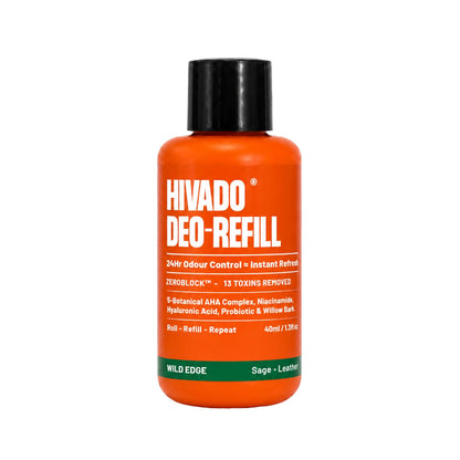 HIVADO Roll-On Deodorant Refill, 40ml | For Cool Steel Ball Applicator | Men & Women | Probiotic, Niacinamide & Botanical AHA | Natural Odour Control