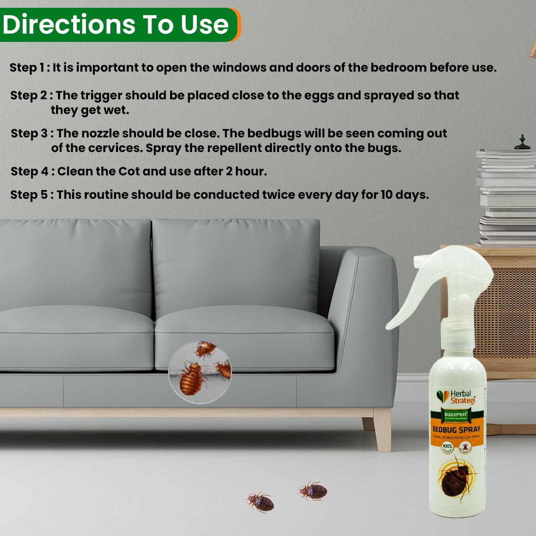 Herbal Strategi SHUU Bed Bug Repellent Spray 200ml | 100% Herbal, Non-Toxic & Eco-Friendly | Baby and Pet safe | Ayush certified