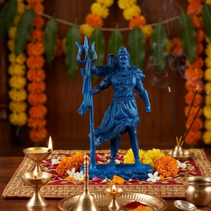 Shivji Idol for Car Dashboard, Home Temple & Office Desk | Compact Resin Mahadev Murti for Puja Room, Table Decor & Spiritual Gift | Small Lord Shiva Statue (Lord Shiva Statue with Trishul)