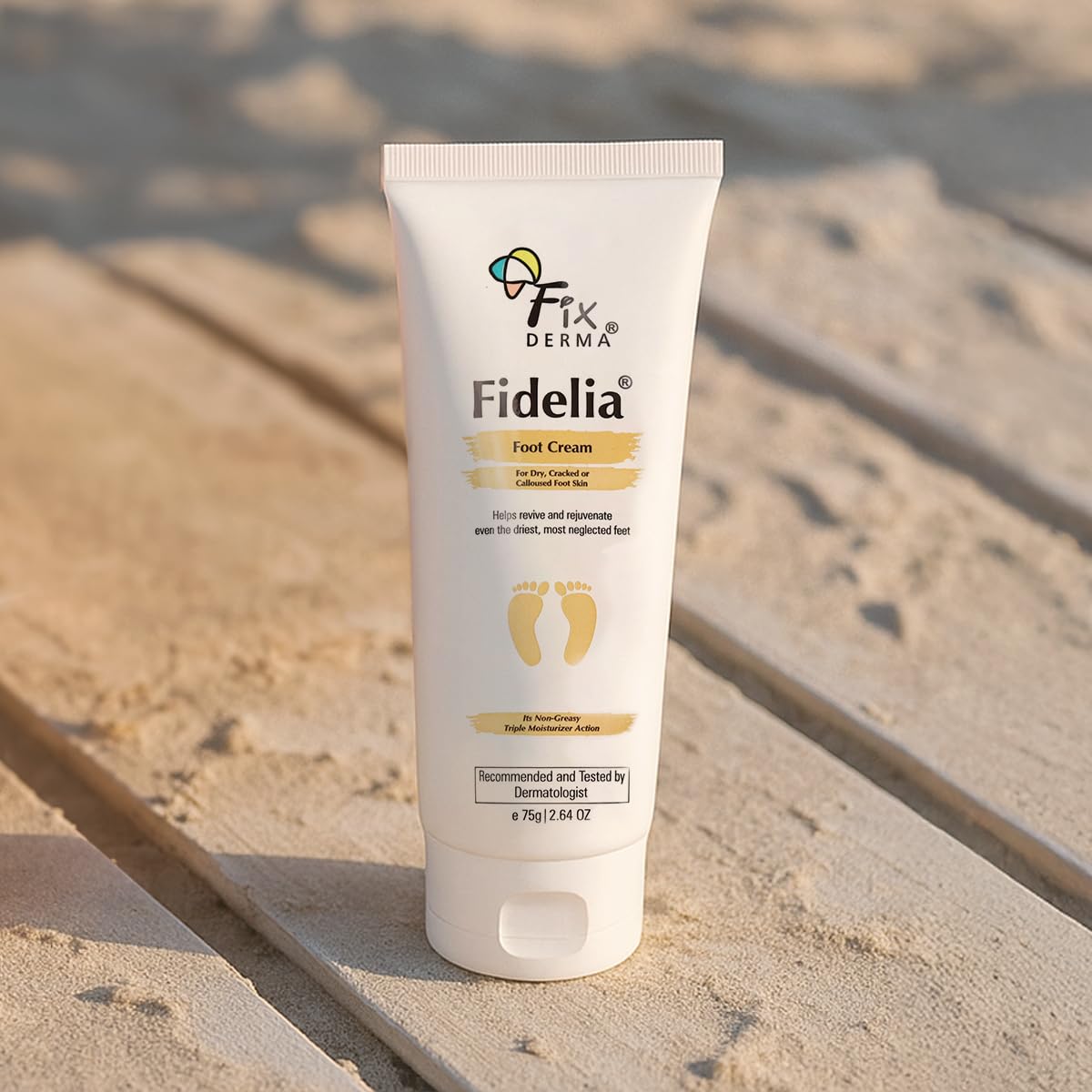 Fixderma 5% Lactic Acid, 15% Urea, 3% Glycerine Fidelia Foot Cream For Dry & Cracked Feet, Moisturizes and Soothes Feet, Heel Repair Paraben & Sulphate Free, All Skin Types 75gm