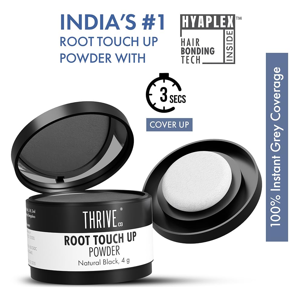 Root touch up powder with Hyaplex hair bonding tech on a white background