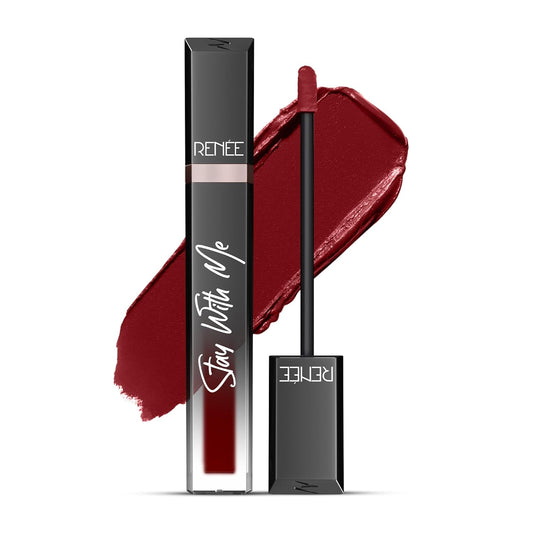 RENEE Stay With Me Matte Transferproof Liquid Lipstick- Mad for Maroon| Waterproof & Smudge-proof | Bold Pigment, Lightweight & Long-lasting | With Hyaluronic Acid & Vitamin E | 6 ml